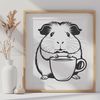 Whimsical Pet Illustration Vector A vector illustration of a happy guinea pig sitting next to a cup.