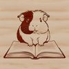 Whimsical Guinea Pig Reading Book Illustrated guinea pig character reading a book from a vector graphics library.