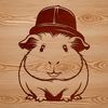 Happy Guinea Pig Wearing a Charming Hat A simple illustration of a happy guinea pig wearing a hat, suitable for personal or commercial use as clip art.