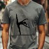 Young Athlete in Mid-Air A young female gymnast in mid-air performing a skill, depicted as a vector graphic.