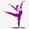 A young female gymnast in motion, balancing on a beam, illustrated as a vector graphic.