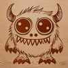 A cartoon-style monster design suitable for Halloween decorations or crafts.