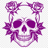 Beautiful Decorative Skull Silhouette A decorative gothic skull design featuring a floral element in the background.