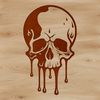 Drippy Skull Graphic Clip Art A stylized graphic illustration of a dripping skull with a gothic theme.