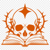 Stylized Skull Illustration in Gothic Style A stylized skull design in a Gothic style, suitable for various uses including clip art and vector designs.