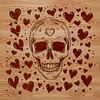 A stylized skull design adorned with love hearts, suitable for use in various digital formats including SVG and PNG.