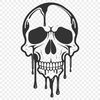 Free Vector Art of a Skull with Drops A gothic-inspired illustration of a skull with drips and drops surrounding it.