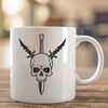 Gothic Skull Ornament Vector Design An ornate, hand-drawn depiction of a skull with decorative flourishes in a Gothic aesthetic.