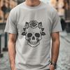 Intricate Vintage Style Skull Illustration A stylized Gothic-style skull with intricate details, suitable for various design projects.