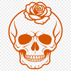 Gothic Skull Design with Rose Motif A stylized Gothic skull design with intricate details and a subtle rose motif.