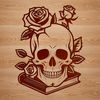 Mystical Skeleton Skull Illustration A stylized vector representation of a skeleton skull in a dark, mystical setting.