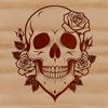 A decorative gothic-style skull with a detailed design, suitable for Halloween designs and projects.