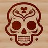 Illustrated skull with witch's hat and broomstick against a dark background, perfect for vector art projects.