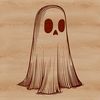 Spooky Halloween SVG Art A darkly illustrated ghost floating in front of a full moon during the Halloween season.