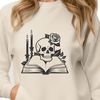 Gothic Revival Skull Design Free Download A detailed illustration of a Gothic-style skull with intricate details, suitable for various crafting projects.