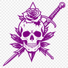 Intricate Victorian-Inspired Skull Art A Gothic-inspired skull design with a dagger piercing the forehead, surrounded by intricate details.