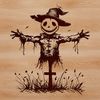 Halloween Scarecrow Vector Art A witch-themed illustration in a vector design style, featuring a scarecrow with a spooky atmosphere.