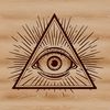 Occult Symbolism Art A mystical illustration featuring the Eye of Providence surrounded by witchcraft symbols and elements.