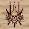 Free Gothic Style Skull Clip Art A gothic-style skull design featuring intricate details and ornate elements.