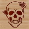 Rose Adorned Skull Artwork A detailed illustration of a skull with intricate design elements, suitable for use in various digital projects.