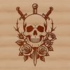 Gothic Skull Design in Vector Format An intricate design featuring a skull with Gothic architecture-inspired elements in vector format.