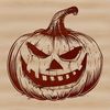 Spooky Witch and Jack-o-Lantern Scene Illustrated witch and jack-o-lantern in a spooky autumnal setting