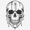 Free Vector Drip Skull Clip Art A gothic design element featuring a dripping skull with intricate details.