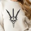 Stylized Skull Design with Gothic Elements A stylized, detailed illustration of a skull with Gothic architectural elements.