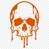 Free Vector Skull Silhouette with Drips A vector design featuring a detailed skull with drips or droplets.