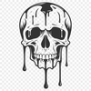 A gothic-inspired skull with dripping liquid design elements.