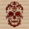Detailed Human Skull Design A detailed illustration of a human skull with intricate design elements, suitable for tattoo design or clip art.