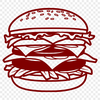 Beautiful Cheeseburger Illustration A digital illustration of a classic cheeseburger with a beef patty, lettuce, tomato, and cheese on a toasted bun.