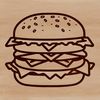 Delicious Cartoon Hamburger Design A digital illustration of a hamburger with bun, patty, cheese, lettuce, and tomato.