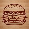 Cheesy Burger Icon A simple vector illustration of a classic hamburger with cheese and toppings.
