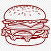 Delicious Burger Clip Art SVG A high-quality illustration of a classic hamburger with various toppings.