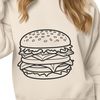 Beautiful Food Illustration A digital illustration of a hamburger with toppings.