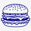 Vector Hamburger Design Graphics A vector illustration of a classic cheeseburger featuring a beef patty, melted cheese, and condiments on a toasted bun.