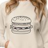 Simple Cheeseburger Illustration SVG A simple illustration of a hamburger made up of a beef patty, lettuce, cheese, and bun.