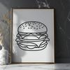 Minimalist Hamburger Design SVG A minimalist illustration of a hamburger made up of a bun, patty, lettuce, cheese, tomato, and condiments.