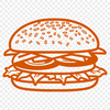 A Classic Cheeseburger Icon A digital representation of a classic cheeseburger with a round bun, lettuce, tomato, and melted cheese on top.