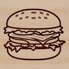 Iconic Hamburger Design A classic hamburger design featuring a beef patty, lettuce, tomato, cheese, and condiments on a bun.