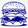 A digital illustration of a classic hamburger with various toppings.