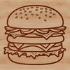 A Cheesy Icon A simplified illustration of a cheeseburger with a circular bun and patty.