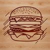 Free Cheeseburger Clip Art A simple illustration of a hamburger with cheese, lettuce, tomato, and condiments on a bun.