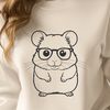 Cute Hamster Wearing Eyeglasses Clip Art A cartoon hamster wearing a pair of glasses, suitable for use as clip art in various digital formats.