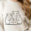 A small, furry hamster sitting in a wheel, suitable for personal or family use as a vector design element.