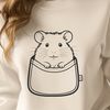 A small, furry hamster sitting on its hind legs, suitable for use in graphic design and digital artwork.