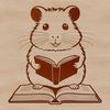 Whimsical Hamster Reader A cute hamster sitting on a pile of books, holding one in its paws.