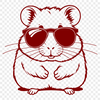 Trendy Hamster in Shades A cartoon hamster wearing trendy sunglasses sits on a background.