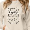 Cartoon Hamster Wearing Glasses A small, cartoon-style animal wearing glasses on its head.